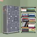Zofiy 5 Shelf Foldable Collapsible Wardrobe Storage Organizer Almirah Cloth Rack PP Collapsible Wardrobe