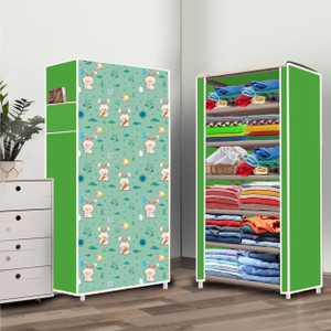 zofiy 6 shelf cartoon rabbit printed pp collapsible wardrobe finish color - cartoon rabbit elegant printed diydo-it-yourself