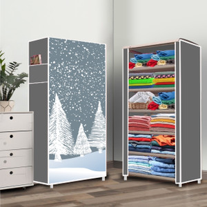 zofiy 6 shelf felling snow printed pp collapsible wardrobe