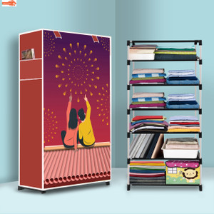 zofiy 6 shelf foldable collapsible wardrobe storage organizer almirah cloth rack pp collapsible wardrobe