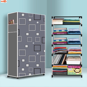 zofiy 6 shelf foldable collapsible wardrobe storage organizer almirah cloth rack pp collapsible wardrobe