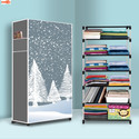 Zofiy 6 Shelf Foldable Collapsible Wardrobe Storage Organizer Almirah Cloth Rack PP Collapsible Wardrobe