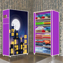 Zofiy 6 Shelf Town Building Printed PP Collapsible Wardrobe (Finish Color - Town Building Elegant Printed, DIY(Do-It-Yourself))