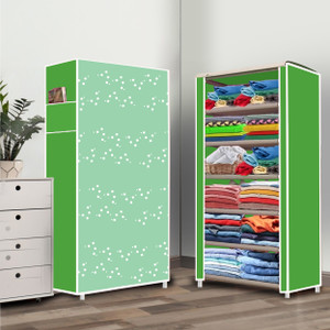 zofiy 6 shelf white bubble printed pp collapsible wardrobe finish color - white bubble elegant printed diydo-it-yourself