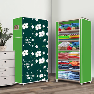 zofiy 6 shelf white lily printed pp collapsible wardrobe finish color - white lily elegant printed diydo-it-yourself