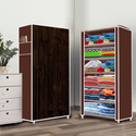Zofiy 6 Shelf Wood Printed PP Collapsible Wardrobe (Finish Color - Wood Elegant Printed, DIY(Do-It-Yourself))