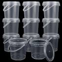 ZOFORTY 30 PCS 30 oz Slime Containers with Lids and Handles, Plastic 1000ml Storage Bucket Containers, Clear Slime Storage Case for Slime DIY Art Craft, Pigment, Small Tools, Part Material