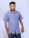 Zohan Men Checkered Casual Blue Shirt