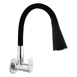 zoie kitchen sink tap with black flexible silicone swivel spout with free flange and teflon tape black amp chrome finish dual flow wall mounted installation stonex