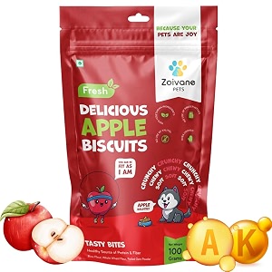 zoivane dog food treats and biscuits  apple biscuits veg food for dog puppy and adult dogs  dog treats for adult dog and all types breeds and stages - pack of 01-100 grms