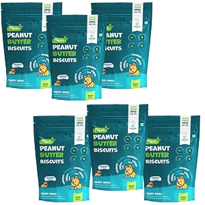 zoivane dog food treats and biscuits  peanut butter biscuit veg food for dog puppy and adult dogs  dog treats for adult dog all type of breeds and stages - pack of 06-100 grms