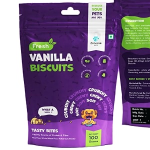 zoivane dog food treats and biscuits  vanilla biscuit veg food for dog puppy and adult dogs  dog treats for adult dog and all types breeds and stages - pack of 01-100 grms