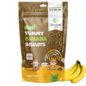 zoivane dog food treats and biscuits  yummy banana biscuit veg food for dog puppy and adult dogs  dog treats for adult dog and all types breeds and stages - pack of 01-100 grms