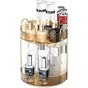 Zollyss Amber Gold 2 Tier 360° Rotating Makeup Organizer, Lazy Susan Vanity Organizer with Gold Frame &amp; Clear Acrylic Trays for Skincare, Perfume &amp; Cosmetics
