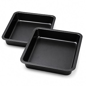 zollyss rectangle carbon steel cake baking pan  non stick baking tray for cake brownies bread lasagna amp roasting  heavy duty oven safe bakeware black 2 pc