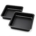 Zollyss Rectangle Carbon Steel Cake Baking Pan | Non Stick Baking Tray for Cake, Brownies, Bread, Lasagna & Roasting | Heavy Duty Oven Safe Bakeware (Black, 2 Pc)