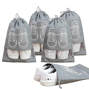 zollyss non-woven shoe bags pouches travel cover for shoe storage amp travelling drawstring bags dust cover grey pack of 5 grey pack of 10