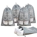 Zollyss Non-Woven Shoe Bags Pouches Travel Cover for Shoe Storage &amp; Travelling Drawstring Bags Dust Cover, Grey (Pack of 5) (Grey, Pack of 10)