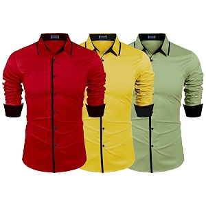 Zombom Combo of Mens Cotton Blend Solid