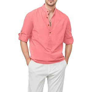 zombom men39s cotton blend mandarin collar self one design full sleeve casual short kurta