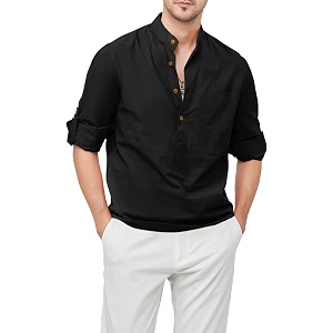 zombom men39s cotton blend mandarin collar self one design full sleeve casual short kurta
