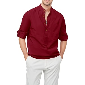 zombom men39s cotton blend mandarin collar self one design full sleeve casual short kurta