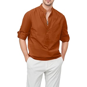 zombom men39s cotton blend mandarin collar self one design full sleeve casual short kurta