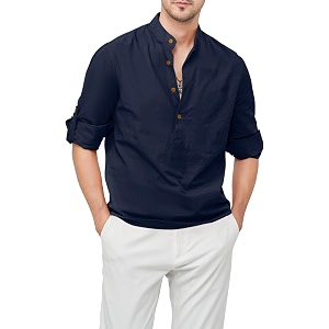 zombom men39s cotton blend mandarin collar self one design full sleeve casual short kurta