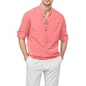 Zombom Men's Cotton Blend Mandarin Collar Self One Design Full Sleeve Casual Short Kurta