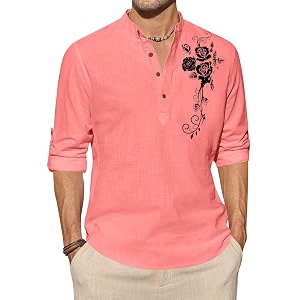 Zombom Mens Cotton Polyester Blend Mandarin Collar