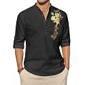 Zombom Men39s Cotton Polyester Blend Mandarin Collar