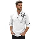 Zombom Men39s Cotton Polyester Blend Mandarin Collar
