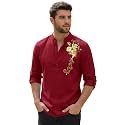 Zombom Men39s Cotton Polyester Blend Mandarin Collar
