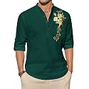 Zombom Men39s Cotton Polyester Blend Mandarin Collar