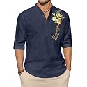 Zombom Men39s Cotton Polyester Blend Mandarin Collar