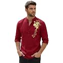 Zombom Men39s Cotton Polyester Blend Mandarin Collar