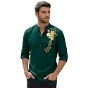 Zombom Men39s Cotton Polyester Blend Mandarin Collar