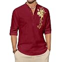 Zombom Men39s Cotton Polyester Blend Mandarin Collar