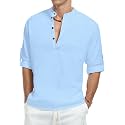Zombom Men39s Kurta Chinese Collar Long