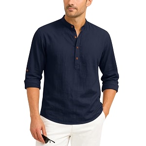 Zombom Mens Cotton Blend Kurta Shirt with