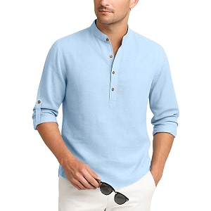 Zombom Mens Cotton Blend Kurta Shirt with