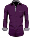 ZOMBOMSTAR Men Solid Casual Purple Shirt