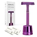 ZOMCHI Double Edge Safety Razor Kit for Men &amp; Women,Stand,Purple