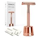 ZOMCHI Double Edge Safety Razor Kit for Men &amp; Women,Stand,Rose Gold