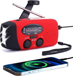 zomei emergency hand crank solar radio with led flashlight and 2000mah power bank fm radio