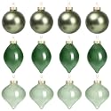 Zomiboo 12 Pcs Green Glass Christmas Ball Ornaments Set 3.15"