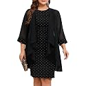 ZOMVA Plus Size Sparkly Formal Dress Suit 2 Piece Mother of The Bride Groom Chiffon Jacket Outfit Cocktail Evening