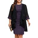 ZOMVA Plus Size Sparkly Formal Dress Suit 2 Piece Mother of The Bride Groom Chiffon Jacket Outfit Cocktail Evening
