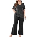 ZOMVA Plus Size Sparkly Pant Suits 2 Piece Sets Dressy Mother of the Bride Groom Wedding Guest Party Formal Outfits