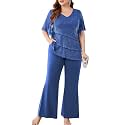 ZOMVA Plus Size Sparkly Pant Suits 2 Piece Sets Dressy Mother of the Bride Groom Wedding Guest Party Formal Outfits